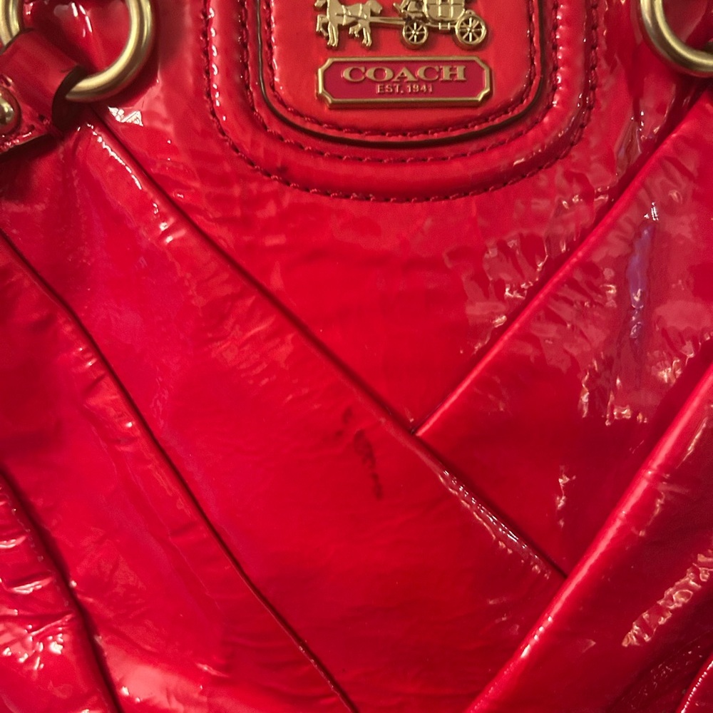 Coach Vibrant Pinky Red Patent Shoulder Bag - Picture 6 of 7